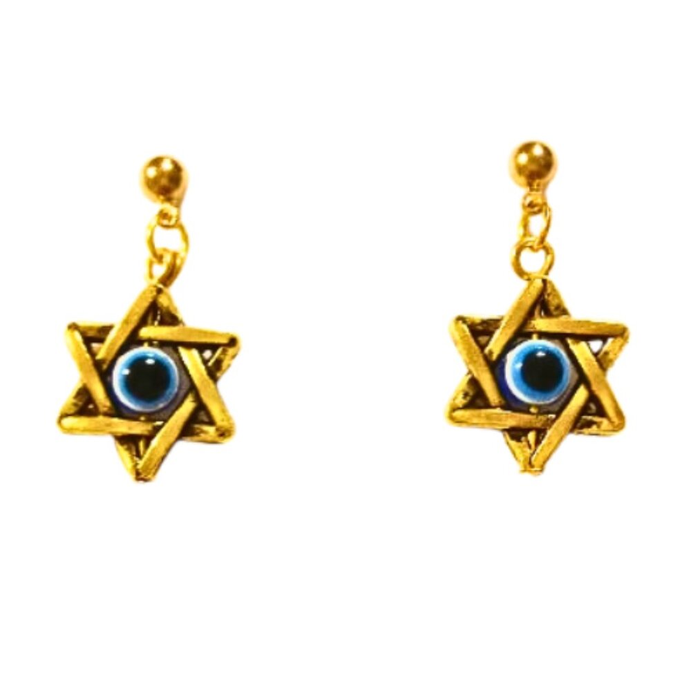 Eye Of Horus Brass Star Earrings